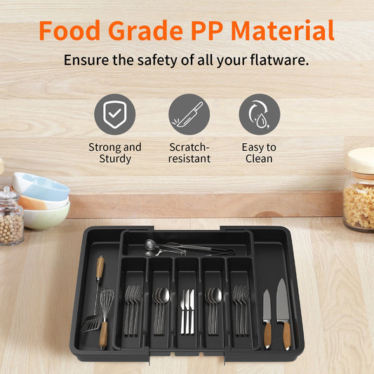 Expandable Cutlery Drawer Organiser | 33–57cm | 8 Compartments