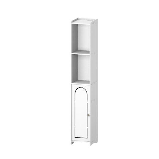 4-Tier Freestanding Bathroom Cabinet with Door | Waterproof PVC | White | 117 cm