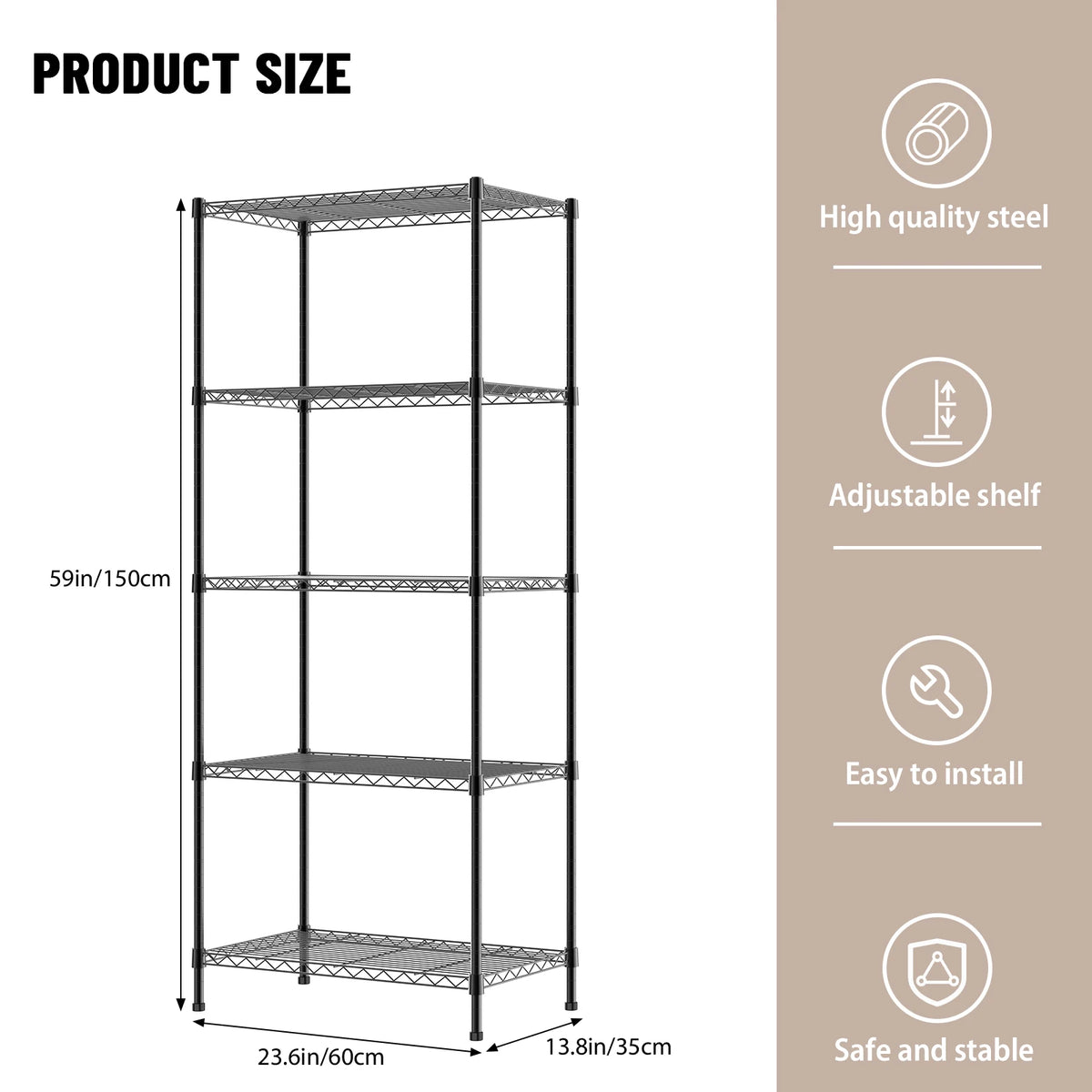Heavy Duty Adjustable Wire Shelving Unit | 3, 4 or 5 Tier | Kitchen & Garage