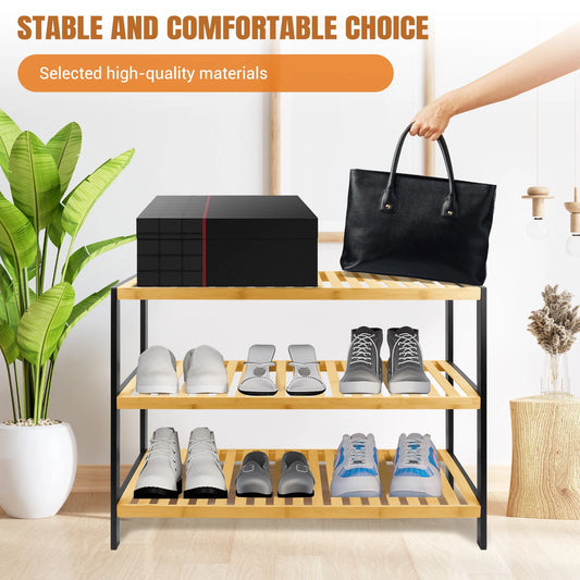 3-Tier Natural Bamboo Shoe Rack