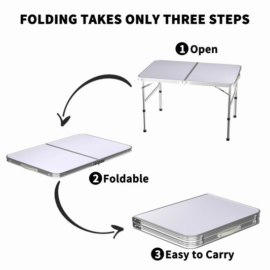 Portable Folding Table | 90cm | Lightweight Steel & Aluminium | Non-Slip Feet