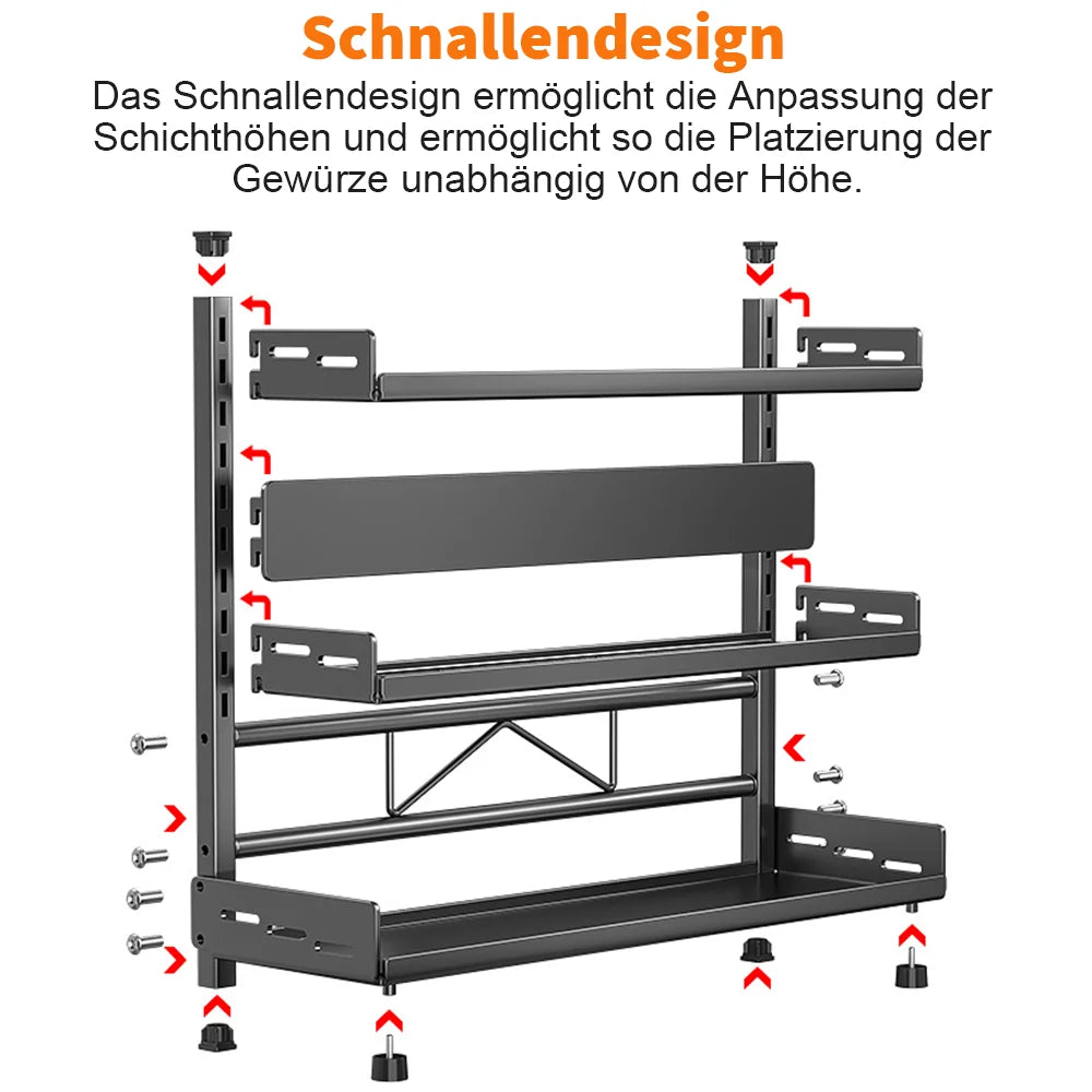 3-Tier Kitchen Spice & Seasoning Storage Rack | Carbon Steel | 45 kg Capacity