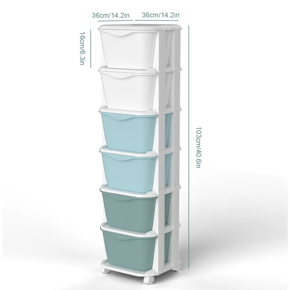 5/6-Tier Rolling Drawer Storage Cabinet | Stackable Home Organiser with Wheels