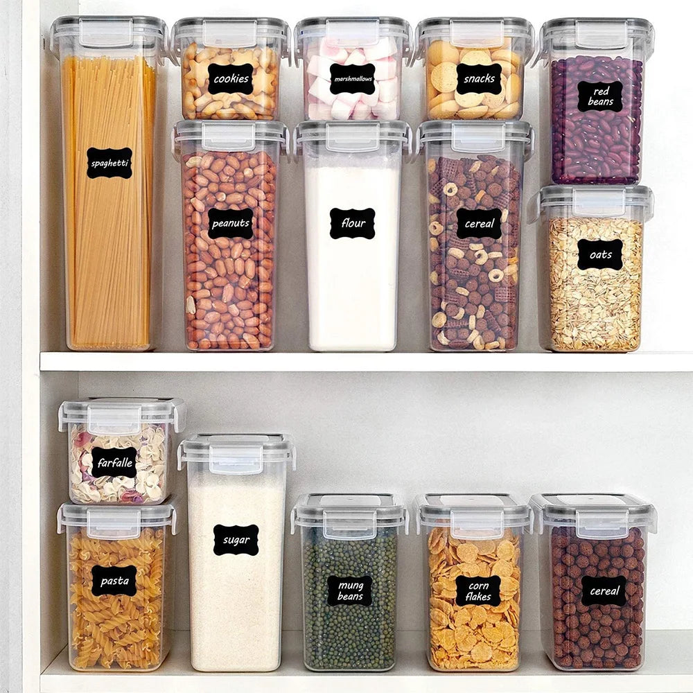 Kitchen Food Storage Container Food-Grade PP Storage Box 24-Piece Transparent Plastic Airtight Jar Set for Storing Grains