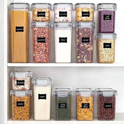 Kitchen Food Storage Container Food-Grade PP Storage Box 24-Piece Transparent Plastic Airtight Jar Set for Storing Grains