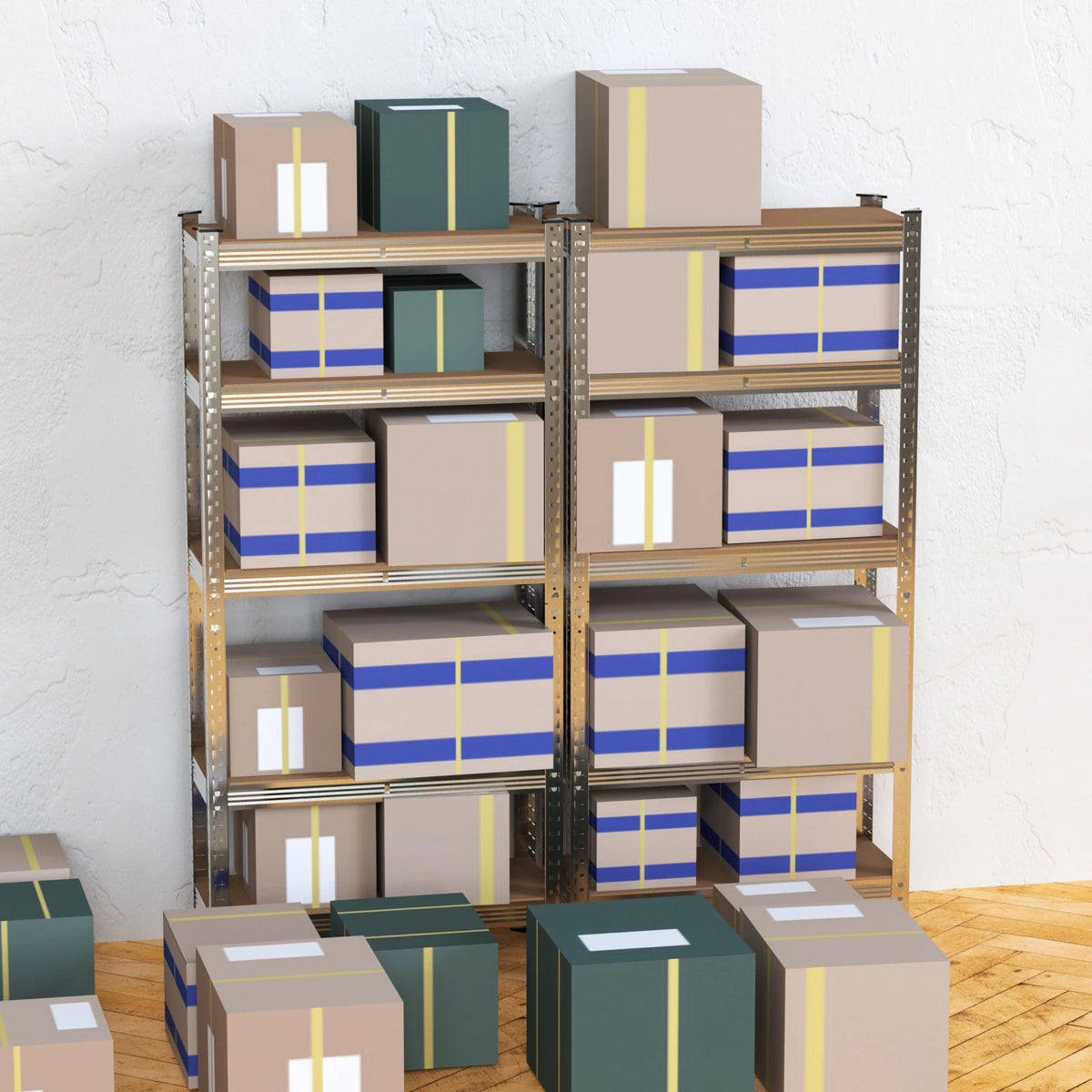 5 Tier Garage Shelving Units Adjustable Metal Shed Storage Shelves for Shed/Workshop/Office, 150x70x30cm