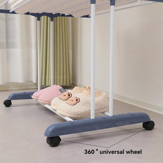 Foldable Clothes Rack With Pulleys Floor-standing Clothes Drying Rack Towel Shoe Organizing and storing  Rack Movable
