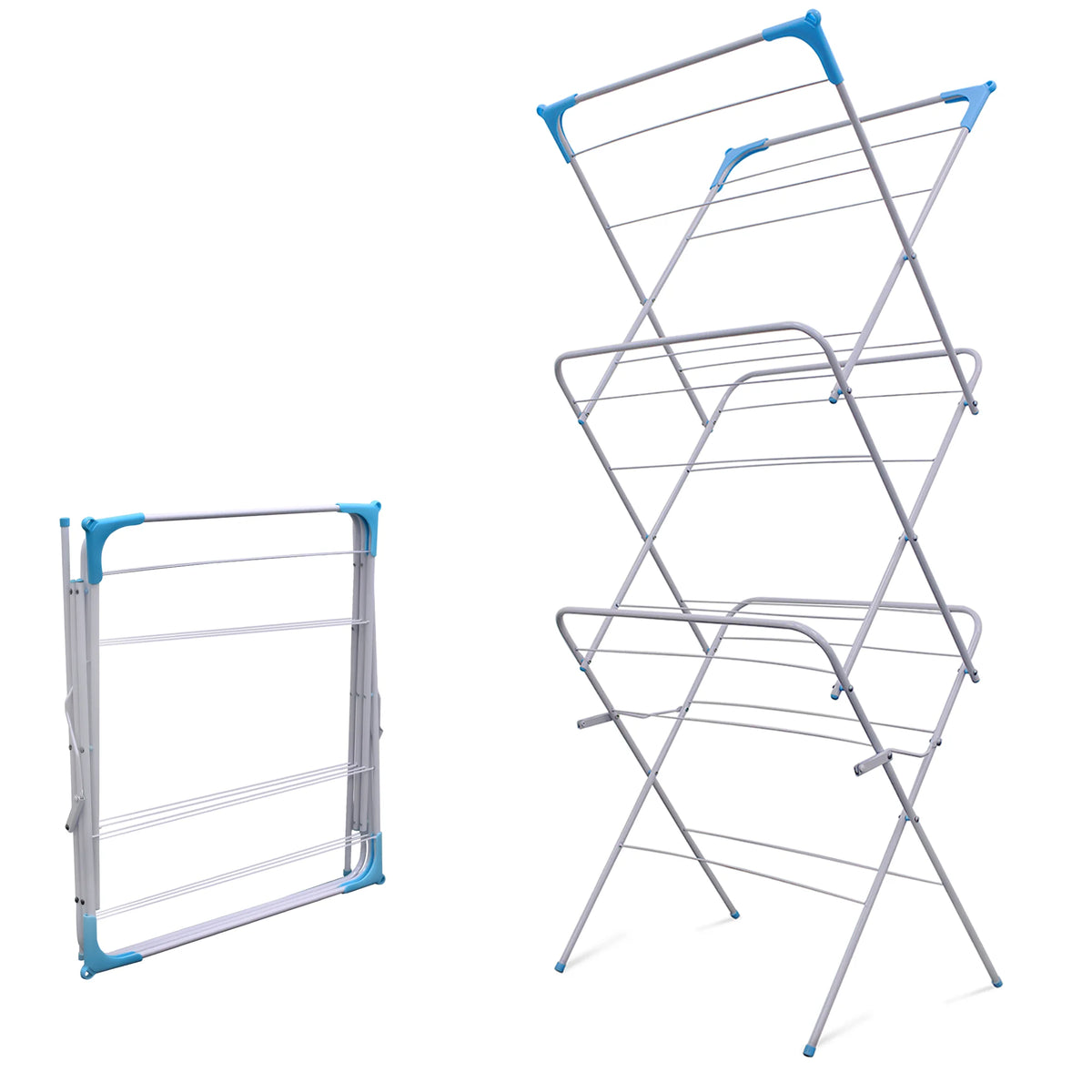 3-Tier Deluxe Foldable Clothes Airer | 14m Drying Space | Corner Hooks & Sock Dryer