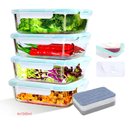 Borosilicate Glass Food Storage Containers with Steam Vent Lids | 2, 4 or 6-Pack