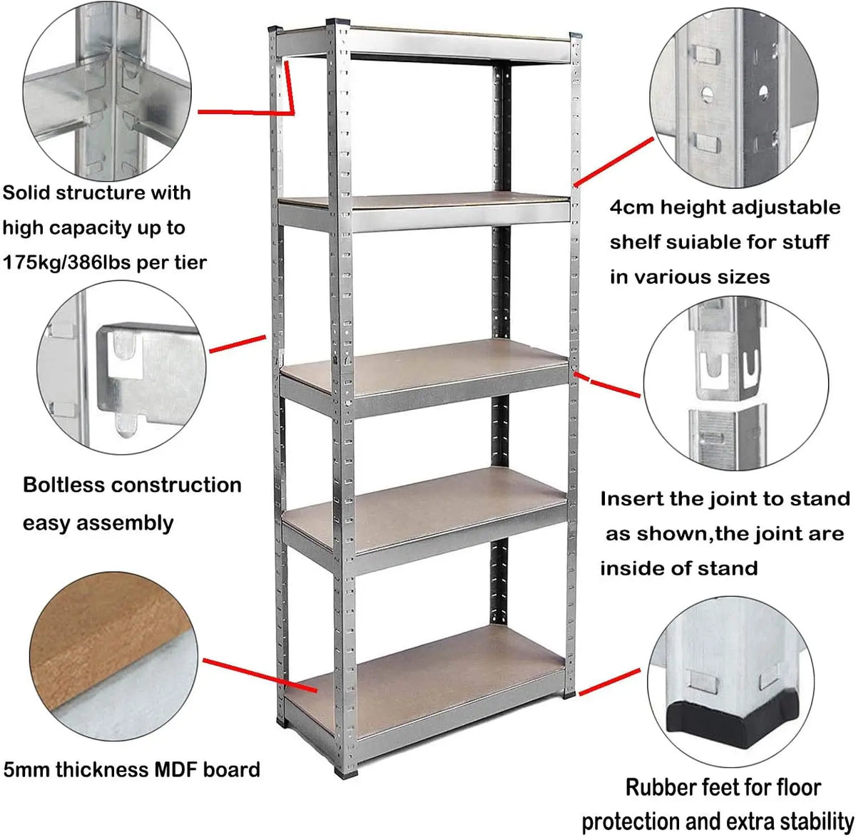 Heavy Duty 5-Tier Industrial Shelving Unit | Boltless Metal Racking | Garage & Workshop Storage