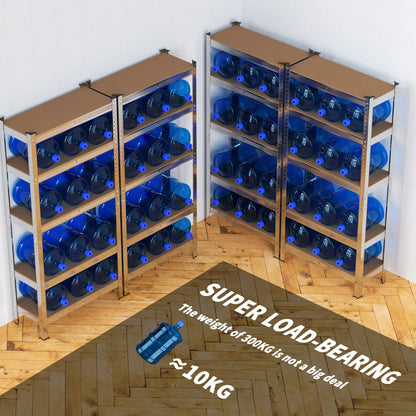 5 Tier Garage Shelving Units Adjustable Metal Shed Storage Shelves for Shed/Workshop/Office, 150x70x30cm