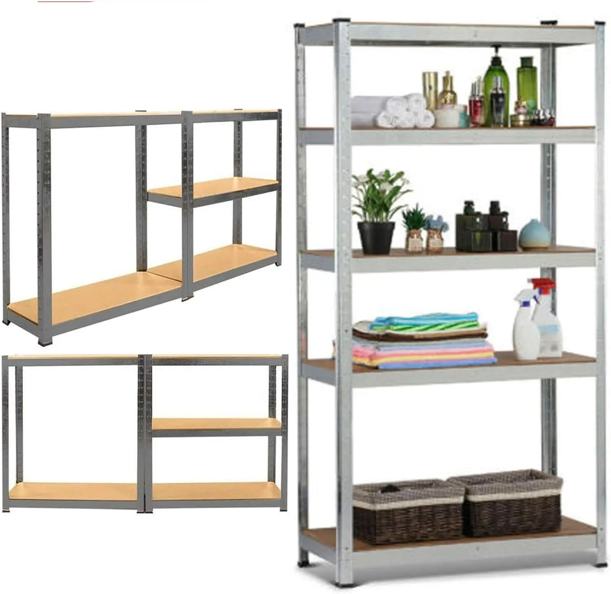 Heavy Duty 5 Shelf Tier Industrial Shelving Metal Frame Boltless Extra Deep Garage Workshop Storage Racking