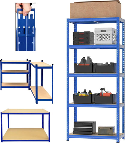 Heavy Duty 5-Tier Industrial Shelving Unit | Boltless Metal Racking | Garage & Workshop Storage