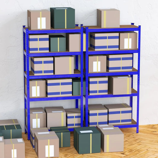 5 Tier Boltless Garage Shelving Unit Shed Warehouse Workshop Office Storage Shelves Metal Racking, 875KG Capacity (175KG Per Shelf), Adjustable - Can split into 2 smaller Shelf Units