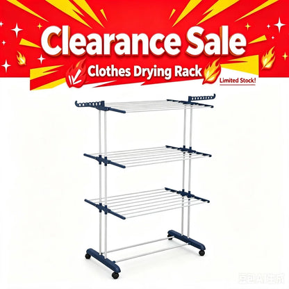 Clearance Sale Last Stock Foldable Free Standing Clothes Drying Rack Heavy Duty Indoor Outdoor Laundry Airer Space Saving UK Fast Shipping for Balcony Garden Bedroom