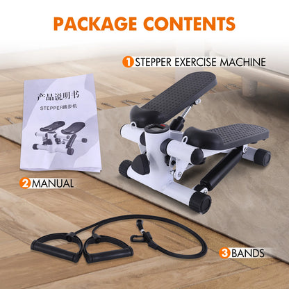 Mini Stepper Silent Exercise Twist Stair Stepper Workout Exercise Equipment 330lbs with Resistance Bands Digital Display