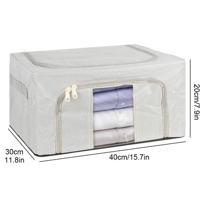 Set of 2 Foldable Oxford Cloth Storage Bags | 24L | Steel Frame | Clothes & Bedding Organiser