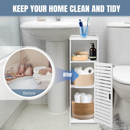 3-Tier Bathroom Floor Cabinet with Door