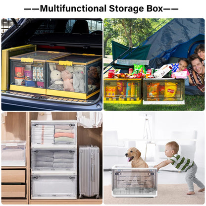 Voltsify Set of 3 Transparent Folding Storage Box with Wheels Home Organizer