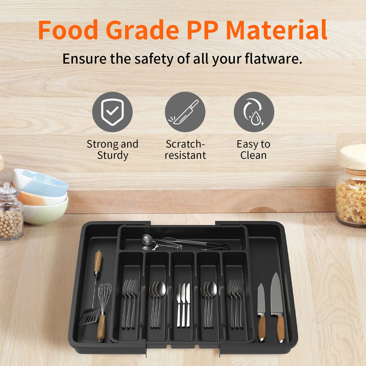 Expandable Cutlery Drawer Organiser | 33–57cm | 8 Compartments