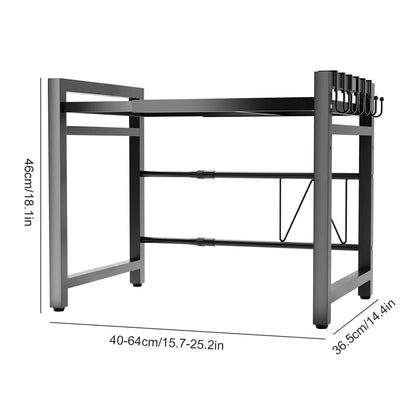 Retractable 2-Tier Microwave & Seasoning Shelf | Expandable 40–64cm