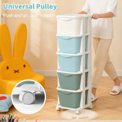 5/6-Tier Rolling Drawer Storage Cabinet | Stackable Home Organiser with Wheels