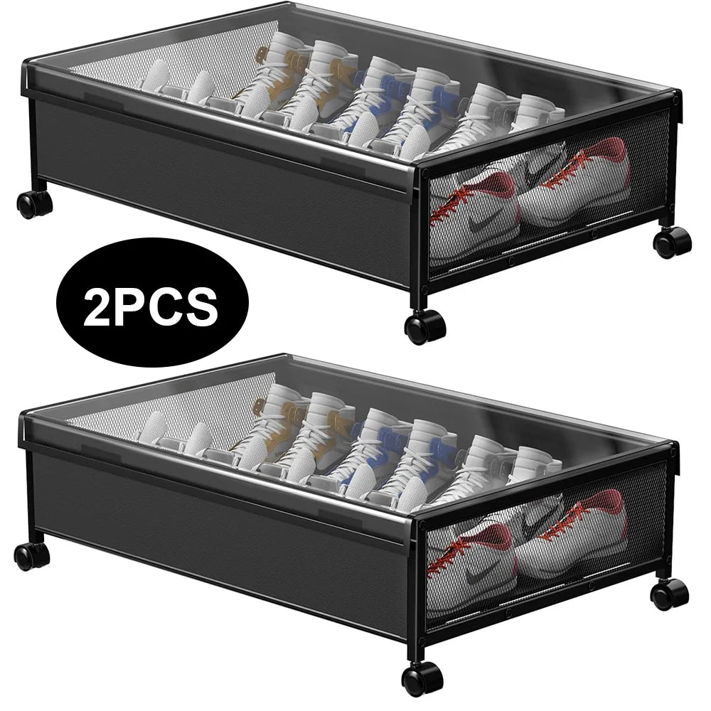 Under Bed Storage Organizer Underbed Bins With Wheels And Lid for Clothes Bedding Blankets Books Toys Home Organization