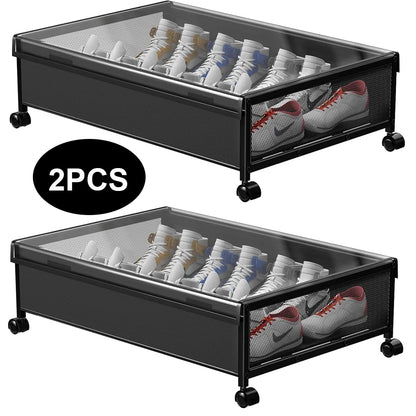 Under Bed Storage Organizer Underbed Bins With Wheels And Lid for Clothes Bedding Blankets Books Toys Home Organization