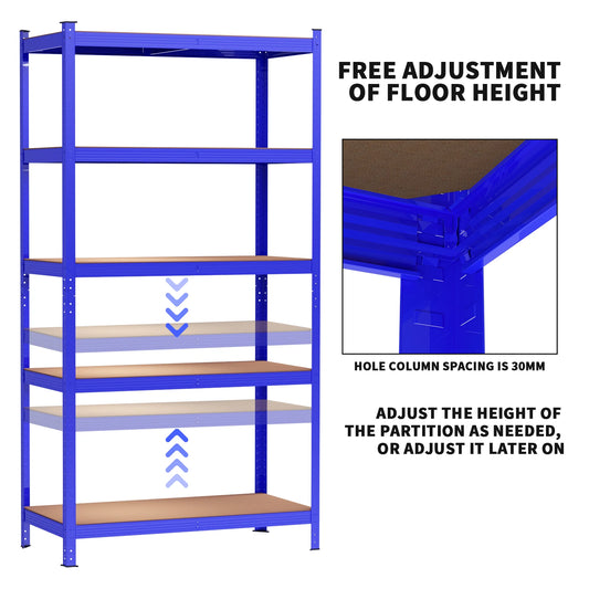 BRIEFNESS Blue 5-Tier Heavy Duty Boltless Metal Shelving Unit - 875kg Capacity Workshop/Office Storage Rack - Easy Assembly