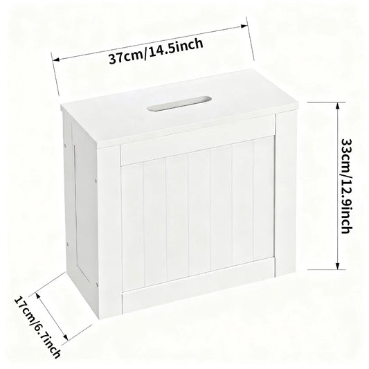 Small & neat Bathroom Storage Unit Toilet Cleaning Tidy Box, Freestanding Toilet Roll Cabinet, Multi Purpose Storage Unit, White
