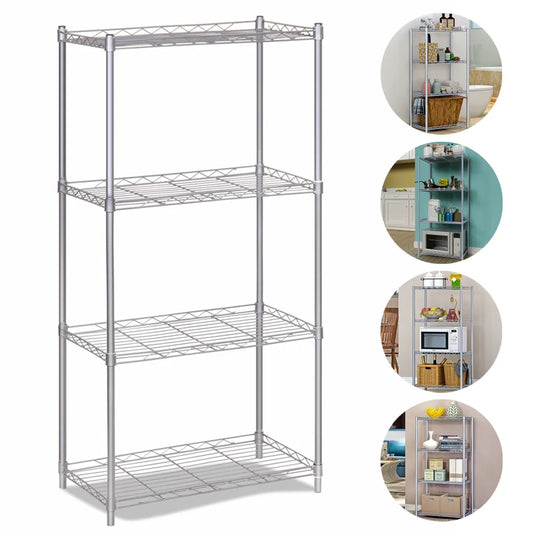 Metal Storage Rack 4-Tiers Organiser Shelf Unit Display Rack for Kitchen Bathroom Office 120*56*35cm