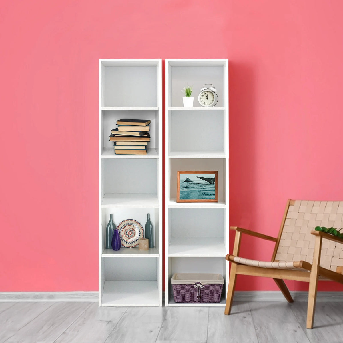 5-Tier Cube Bookcase & Display Shelf | MDF | Freestanding | White