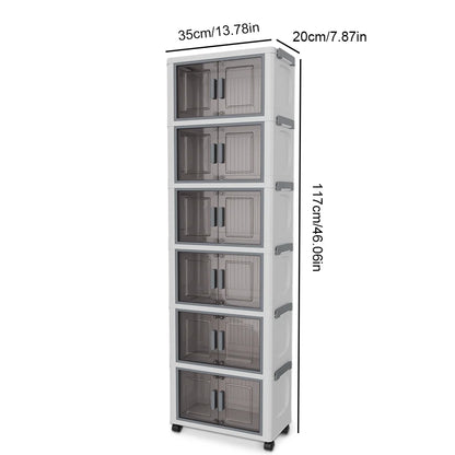 Foldable Double-Door Wardrobe Cabinet | 6 Shelves | Dustproof | 117cm