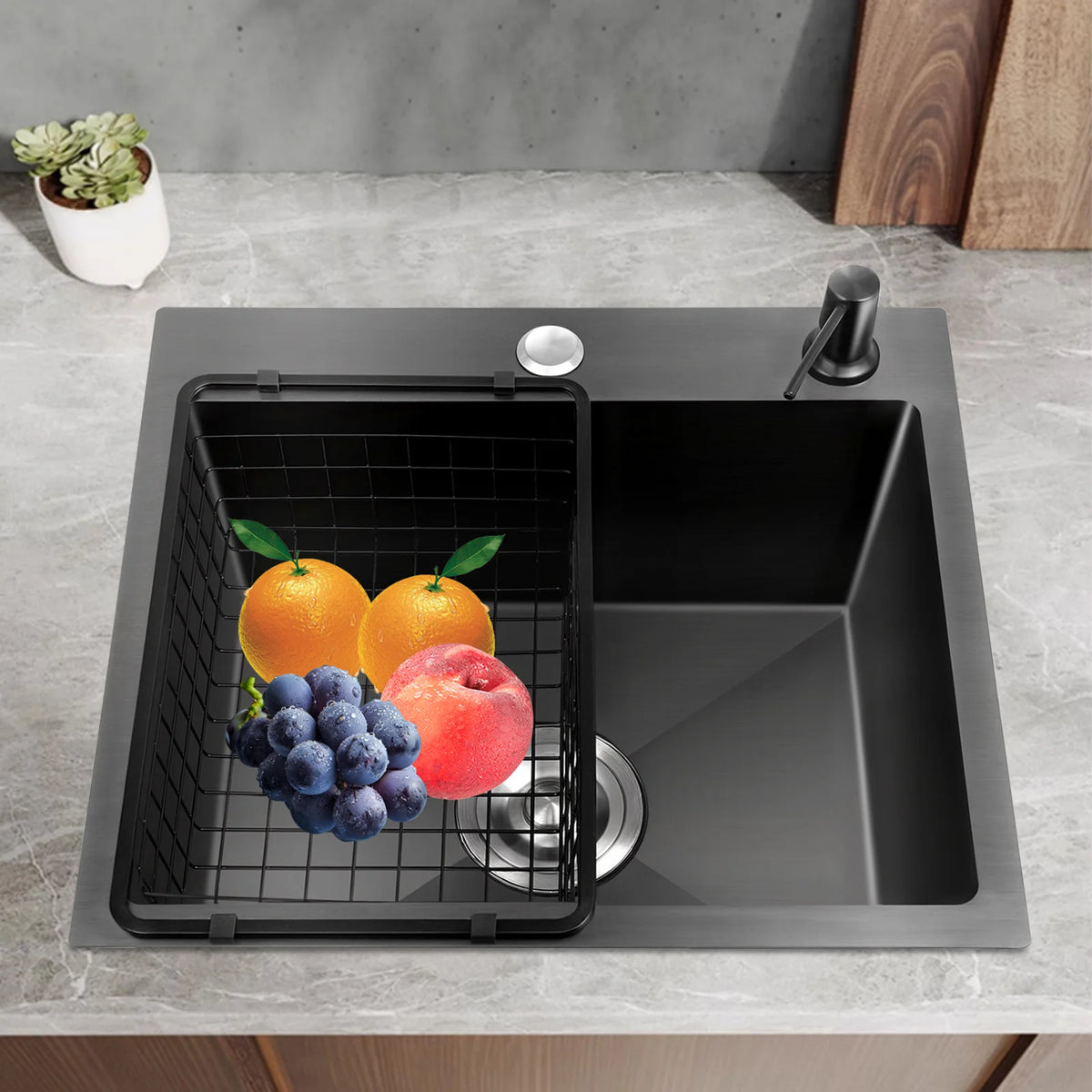 Black Stainless Steel Kitchen Sink with Faucet & Soap Dispenser | Nano-Coated