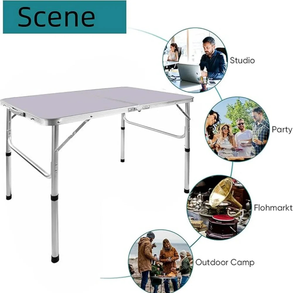 Portable Folding Table | 90cm | Lightweight Steel & Aluminium | Non-Slip Feet