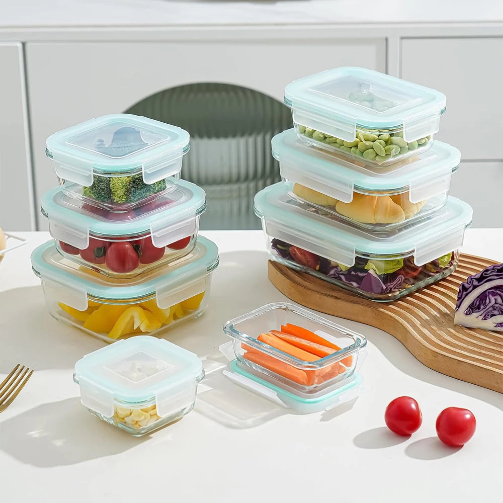 Meal Prep Glass Containers with Airtight Lids – 8 Pack