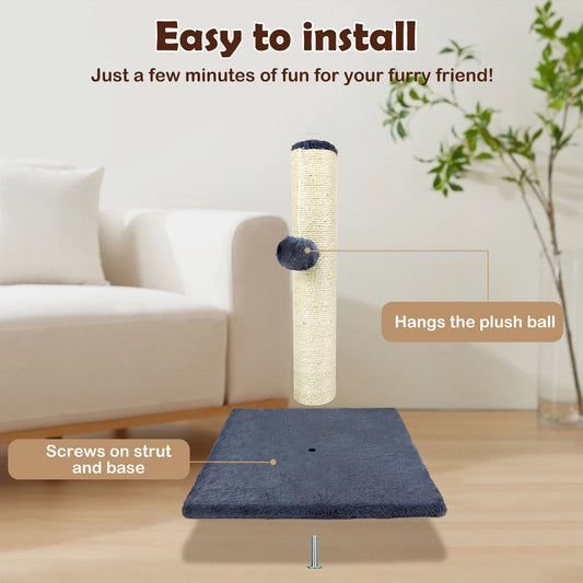 Cat Scratching Post & Climbing Tower | 40cm or 80cm | Stable Sisal Scratcher | Grey