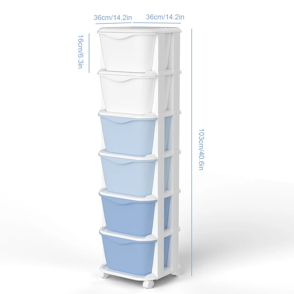 5/6-Tier Rolling Drawer Storage Cabinet | Stackable Home Organiser with Wheels