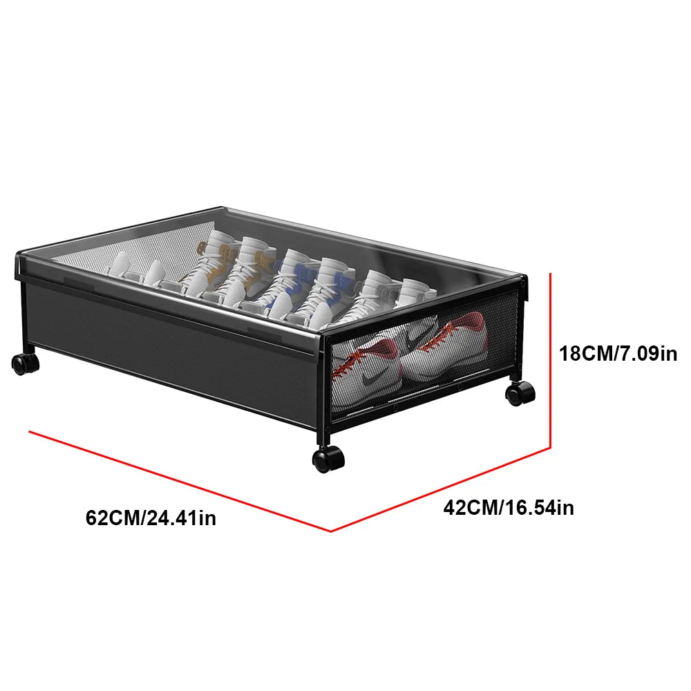 Under-Bed Storage Organiser 35L | Wheels, Lid & Clear Window | 62×42×18cm