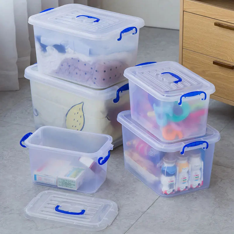 Plastic Storage Box Boxes Lid Handles Food Container Home Kitchen Office Box 6.5L/10L/15L/20L/26L/35L/45L