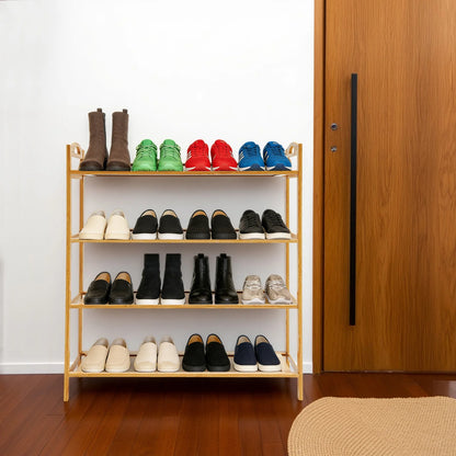 4-Tier Bamboo Shoe Rack | Stackable | Indoor & Outdoor | Entryway Organiser
