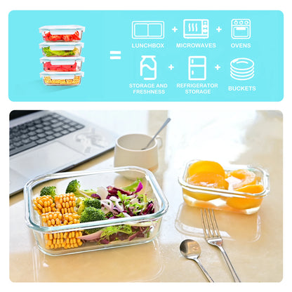 Borosilicate Glass Food Storage Containers with Steam Vent Lids | 2, 4 or 6-Pack