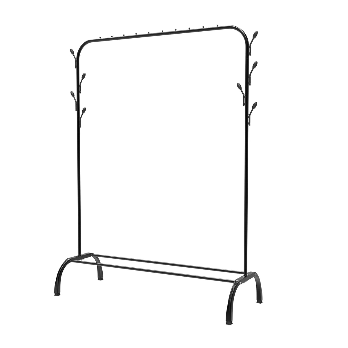 Heavy Duty Clothes Rail, 150 CM Metal Clothes Rack with Hooks, Bottom Rack, Holds up to 42 KG, Portable Hanging Rail for Coats