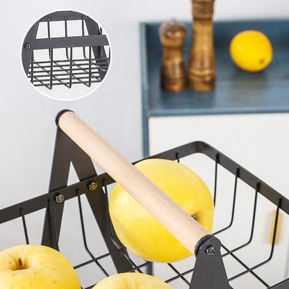 3 Tier Fruit Storage Basket Countertop for Kitchen Fruit Vegetable Basket Bowle with Handle Bread Snacks Stand