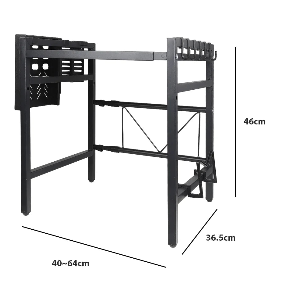 Retractable 2-Tier Microwave & Seasoning Shelf | Expandable 40–64cm