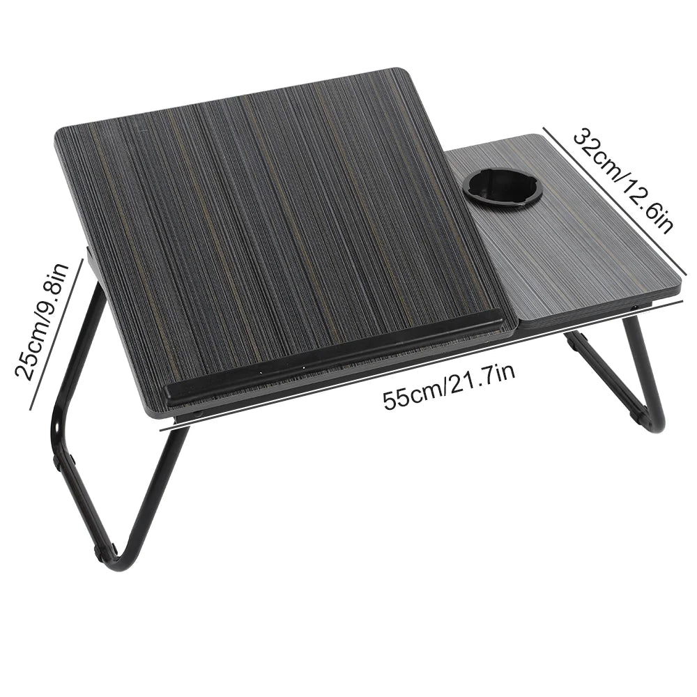 Height-Adjustable Foldable Bed & Laptop Table | Cup Holder | Portable Desk for Bed & Office