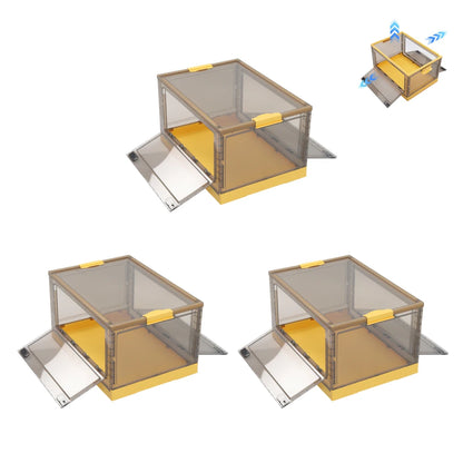 Voltsify Set of 3 Transparent Folding Storage Box with Wheels Home Organizer