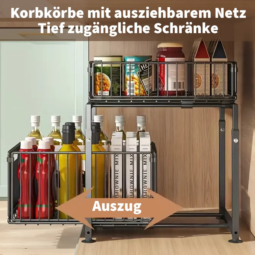 2-Tier Slide-Out Under Sink Storage Organiser with Adjustable Height