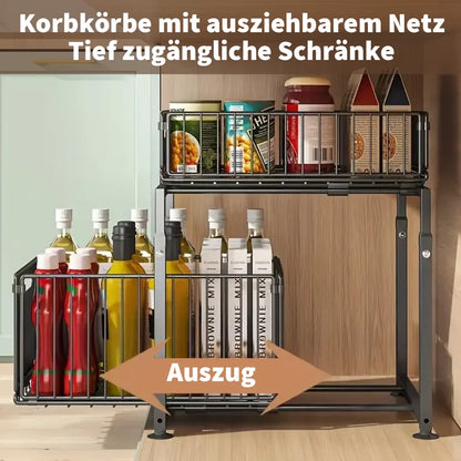 2-Tier Slide-Out Under Sink Storage Organiser with Adjustable Height