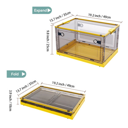 Set of 3 Transparent Folding Storage Boxes with Wheels | Home Organiser